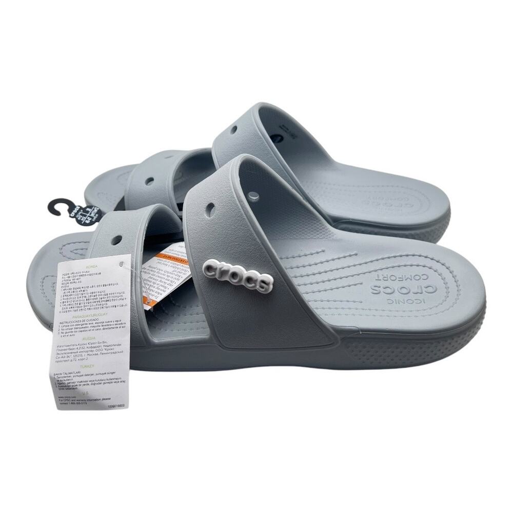 Crocs Classic Double Strap Grey Slip On Sandals Size 12 - Picture 2 of 6